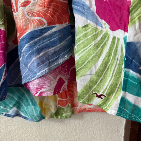 Hollister Floral Halter Mini Dress size M Babydoll Beach - Picture 3 of 5